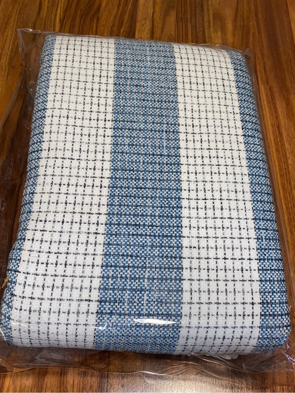 Blue and White Woven Sofa Cover